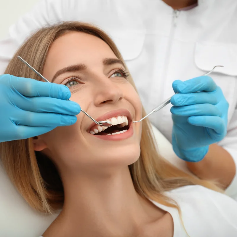 Female patient receiving cosmetic dental treatment at Riverfront Dental in Cambridge Ontario